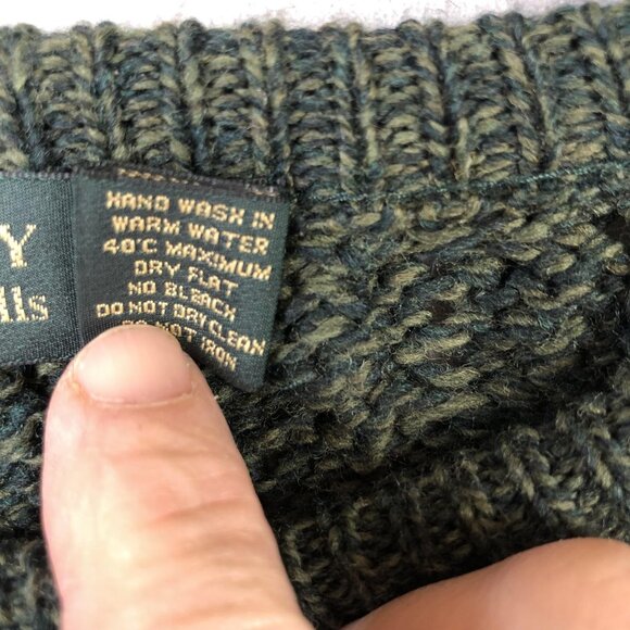 Blarney Woollen Mills Sweater Youth 8-10 Green Merino Wool Cable Knit Cardigan - Picture 5 of 12